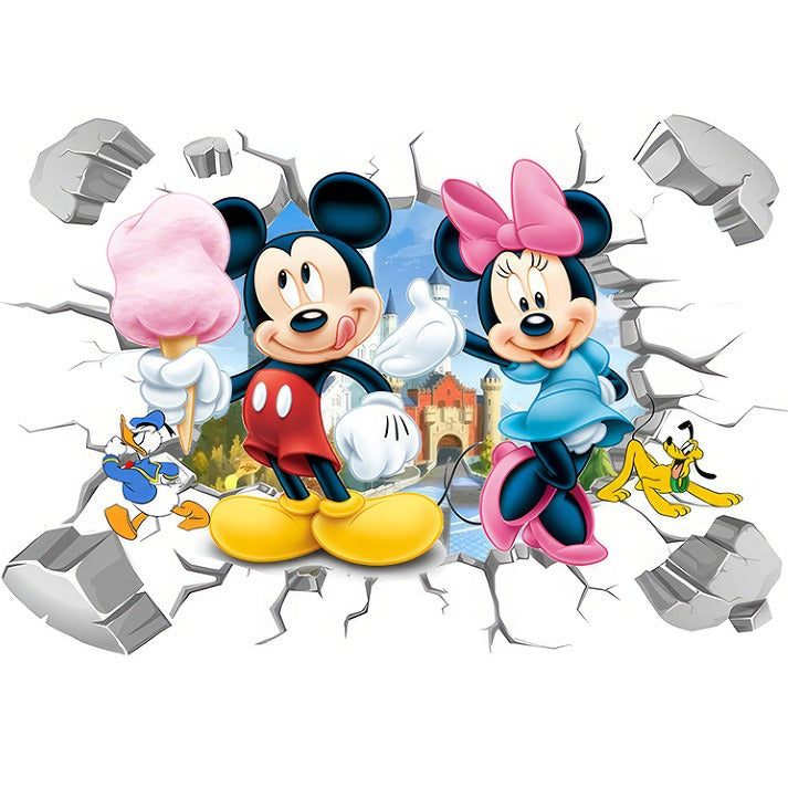 Mickey Mouse Cartoon Wall Sticker Kindergarten PVC Poster Minnie Mickey Self Adhesive Anime Game Decoration Sticker