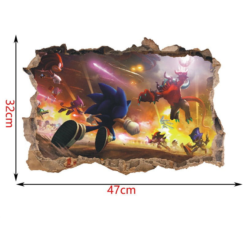 Sonic children's room wall beautification decoration stickers PVC self-adhesive cartoon graffiti posters wall stickers