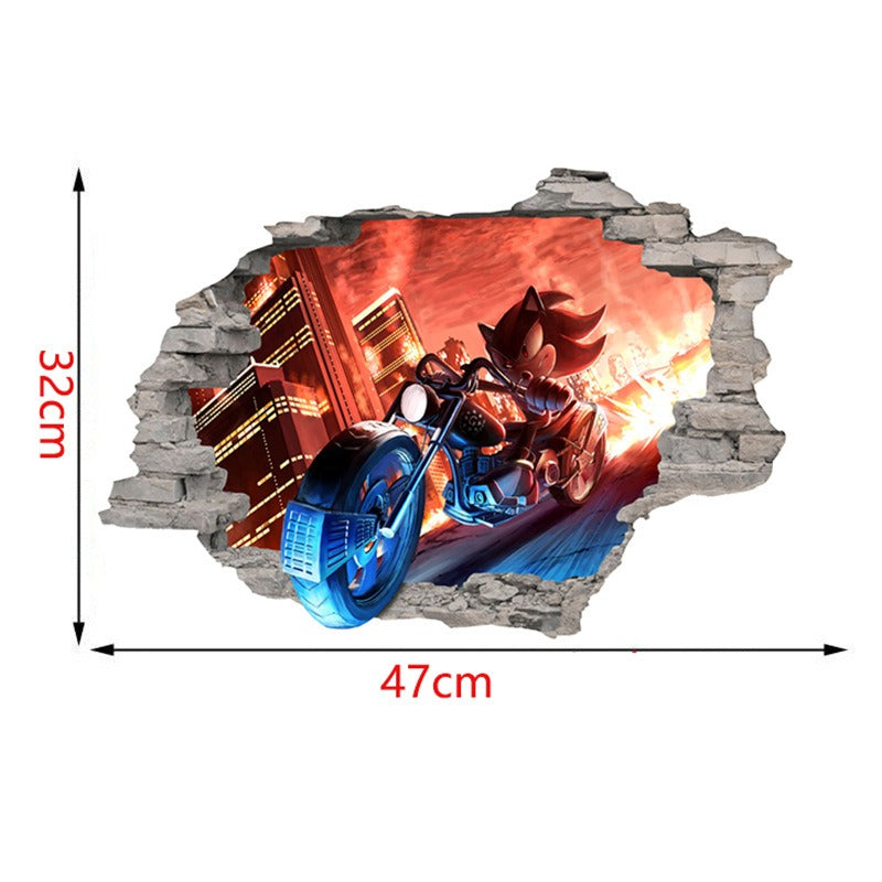 Sonic children's room wall beautification decoration stickers PVC self-adhesive cartoon graffiti posters wall stickers