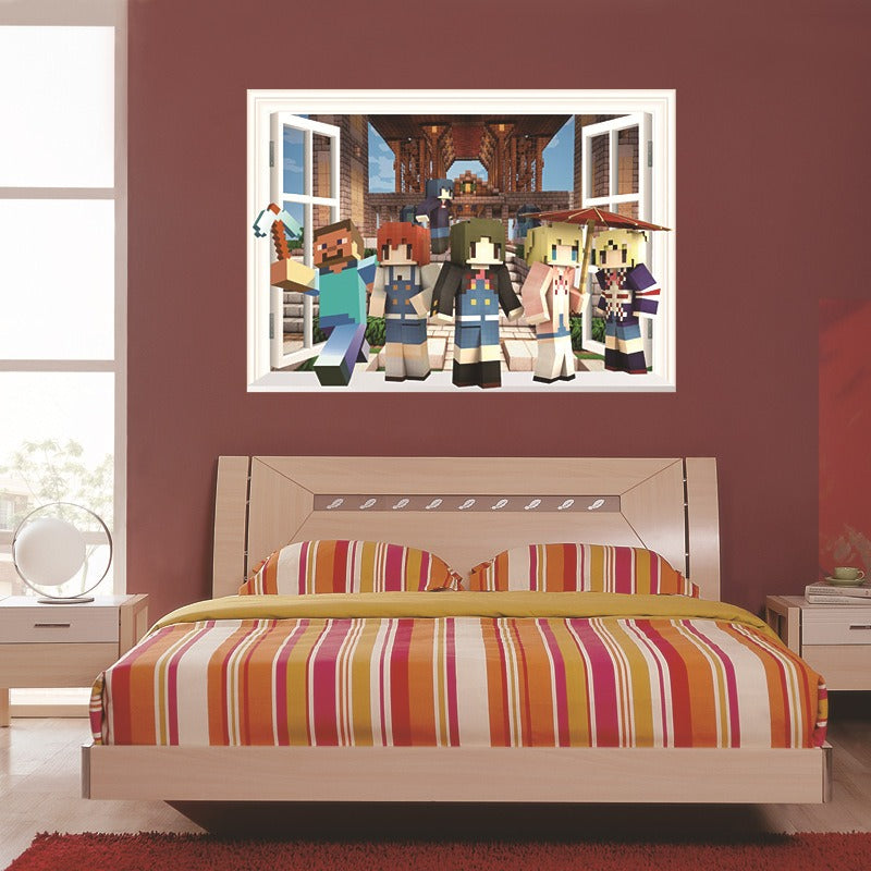 3D cartoon 3D wall sticker for children's room with small mining figures