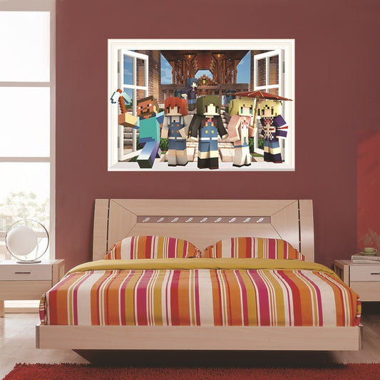 3D cartoon 3D wall sticker for children's room with small mining figures
