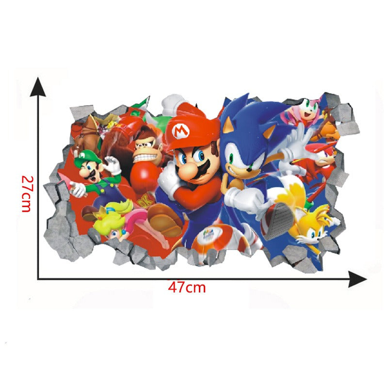 Sonic children's room wall beautification decoration stickers PVC self-adhesive cartoon graffiti posters wall stickers