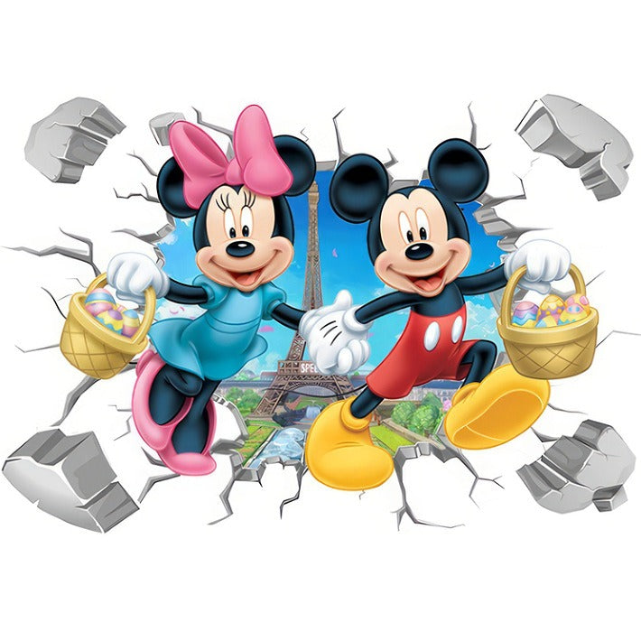 Mickey Mouse Cartoon Wall Sticker Kindergarten PVC Poster Minnie Mickey Self Adhesive Anime Game Decoration Sticker
