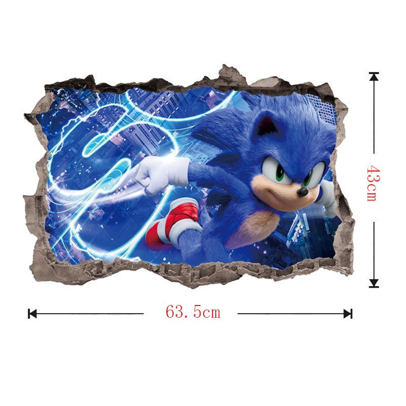 Sonic children's room wall beautification decoration stickers PVC self-adhesive cartoon graffiti posters wall stickers