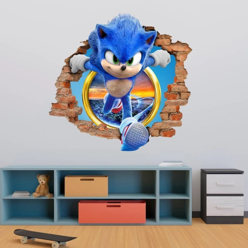 Sonic children's room wall beautification decoration stickers PVC self-adhesive cartoon graffiti posters wall stickers