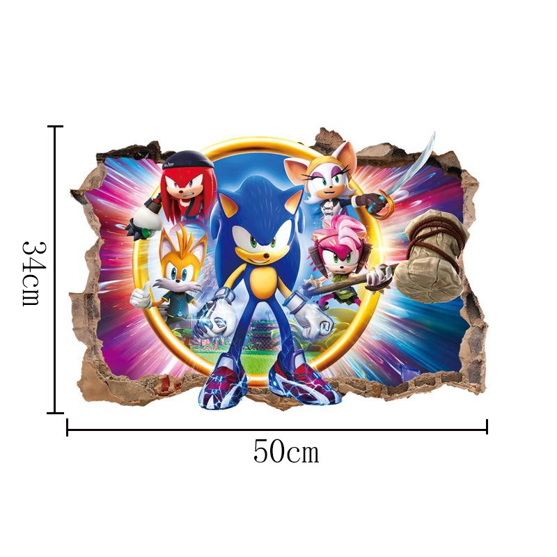 Sonic children's room wall beautification decoration stickers PVC self-adhesive cartoon graffiti posters wall stickers