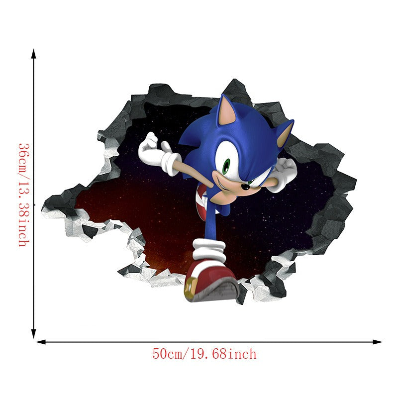 Sonic children's room wall beautification decoration stickers PVC self-adhesive cartoon graffiti posters wall stickers