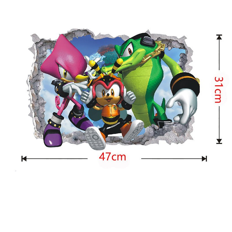 Sonic children's room wall beautification decoration stickers PVC self-adhesive cartoon graffiti posters wall stickers
