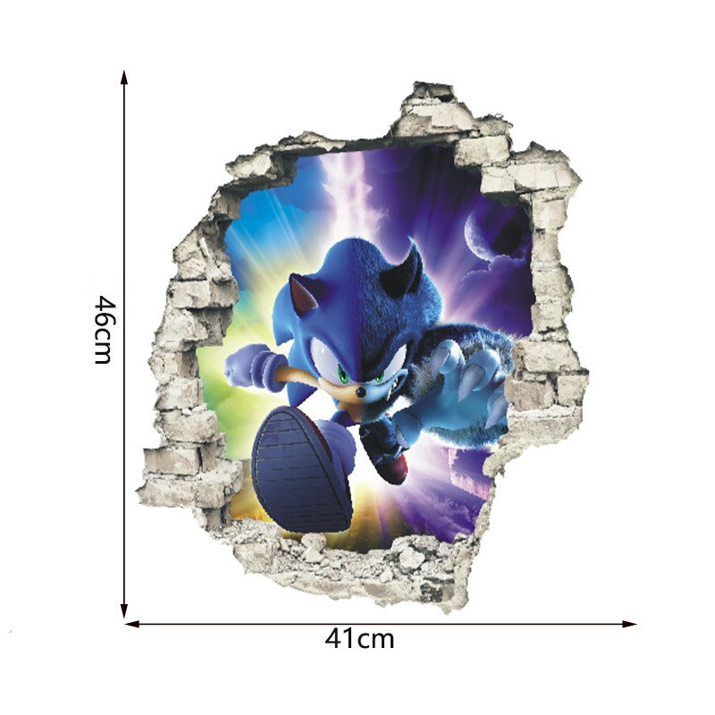 Sonic children's room wall beautification decoration stickers PVC self-adhesive cartoon graffiti posters wall stickers
