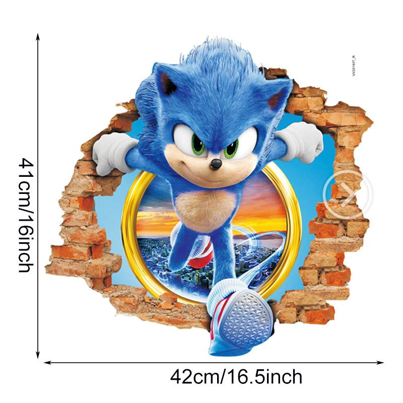 Sonic children's room wall beautification decoration stickers PVC self-adhesive cartoon graffiti posters wall stickers