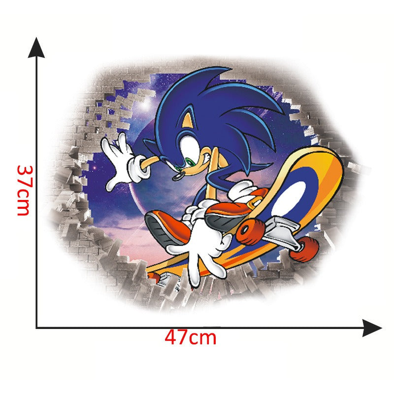 Sonic children's room wall beautification decoration stickers PVC self-adhesive cartoon graffiti posters wall stickers