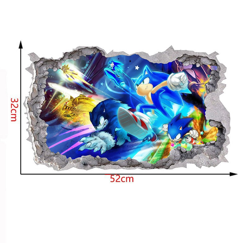 Sonic children's room wall beautification decoration stickers PVC self-adhesive cartoon graffiti posters wall stickers