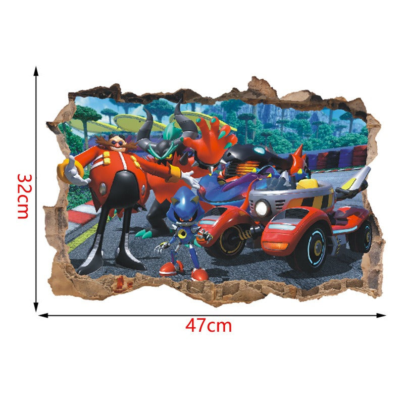 Sonic children's room wall beautification decoration stickers PVC self-adhesive cartoon graffiti posters wall stickers