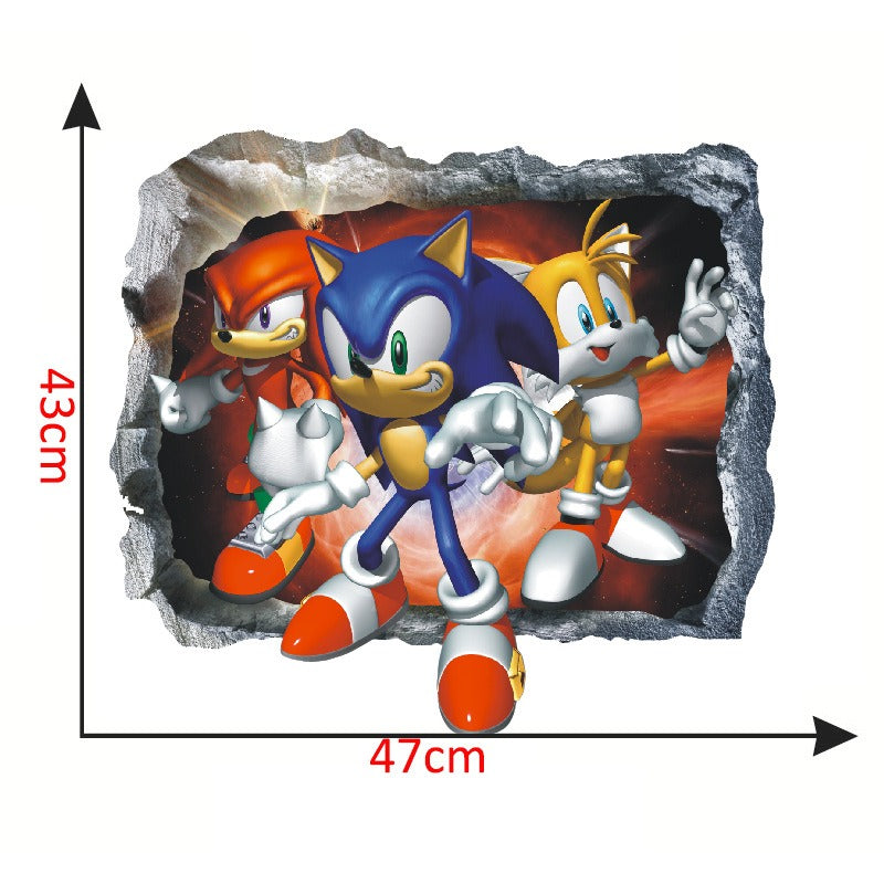 Sonic children's room wall beautification decoration stickers PVC self-adhesive cartoon graffiti posters wall stickers