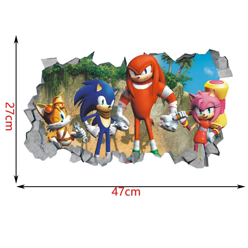 Sonic children's room wall beautification decoration stickers PVC self-adhesive cartoon graffiti posters wall stickers